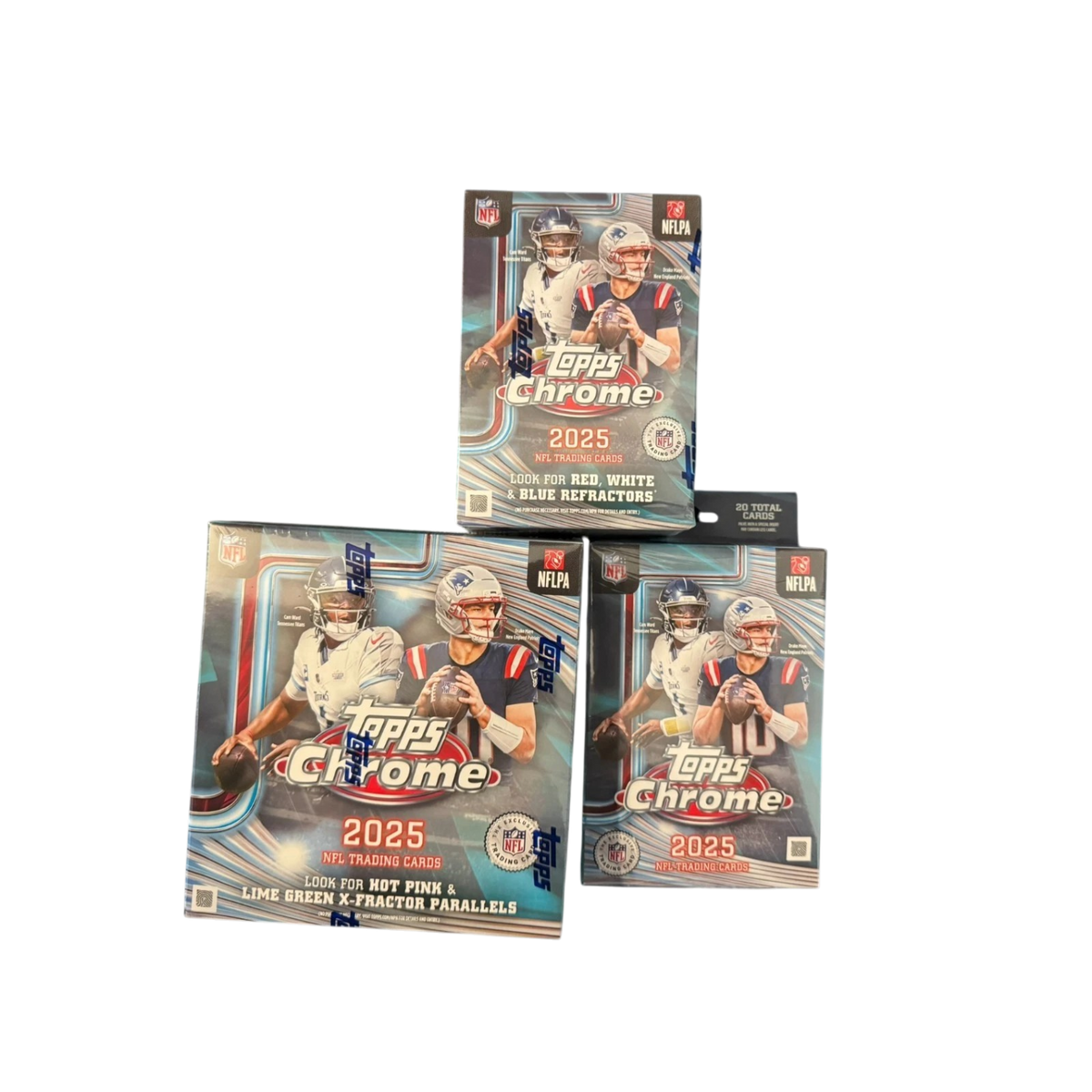 2025 Topps Chrome Football Retail Bundle Value, Hanger and Mega Box